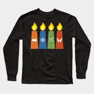 Four Advent candles lit in anticipation of the birth of Jesus Christ Long Sleeve T-Shirt